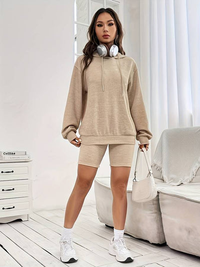 Aline - Kvinnor Bekväm Huva & Shorts Set