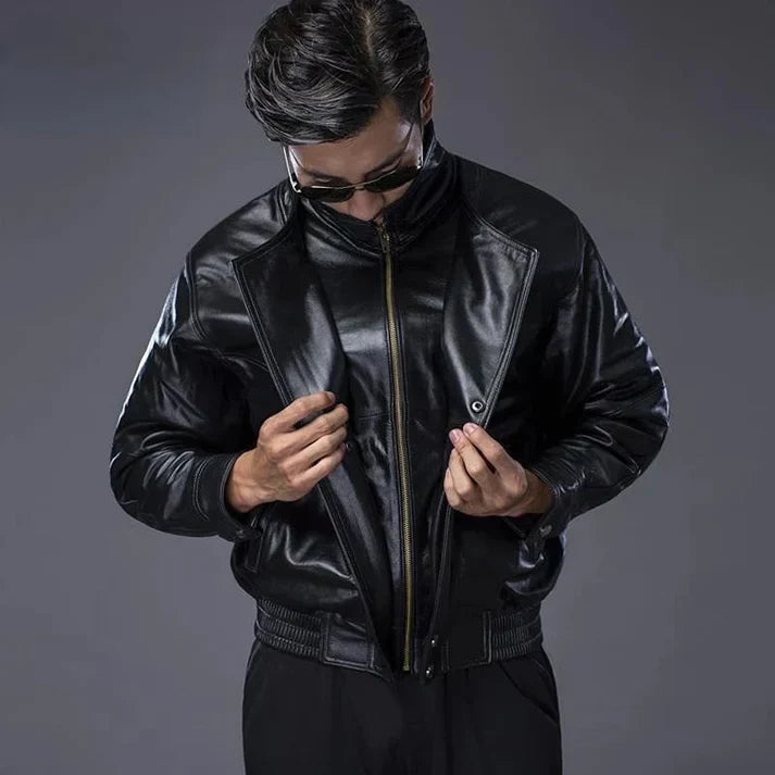 Erwin – klassisk svart bikerjacka för män