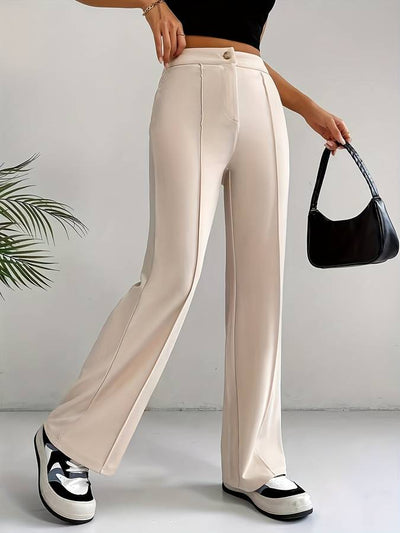 Lycia - Beige Byxor med Hög Midja