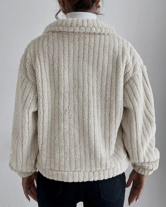 Casual – enkel tjock kappa med knäppning och långa ärmar