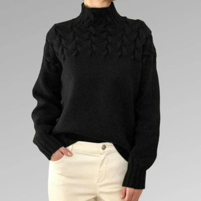 Tröja med elegant och varm polotröja, korsstygnsdesign, unisex