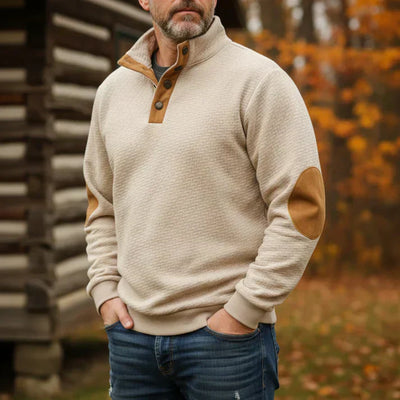 Rune – avslappnad väst med ståkrage och armbågspatchar