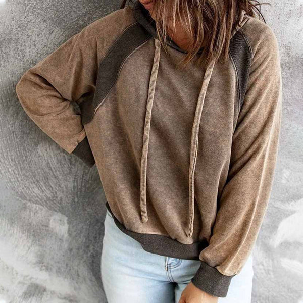 Casual sweatshirt med huva och långa ärmar