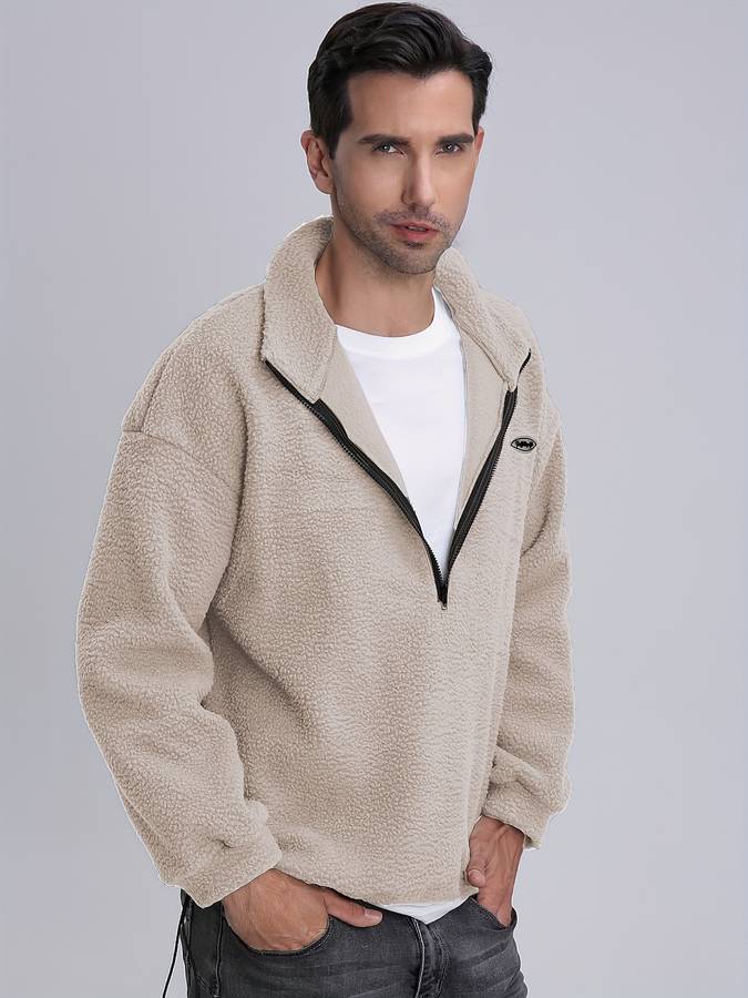 Fleece pullover med V ringning