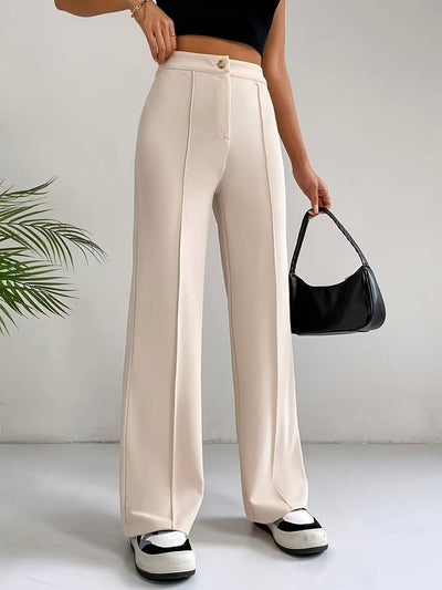Lycia - Beige Byxor med Hög Midja