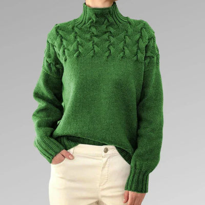 Tröja med elegant och varm polotröja, korsstygnsdesign, unisex