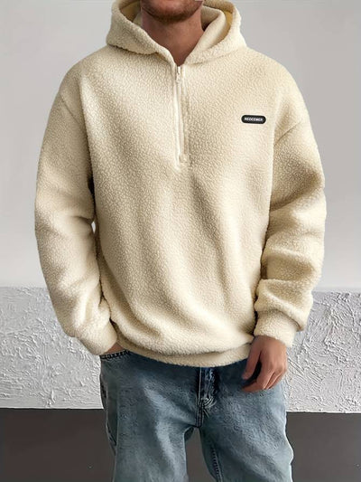 Fleecepullover med huva