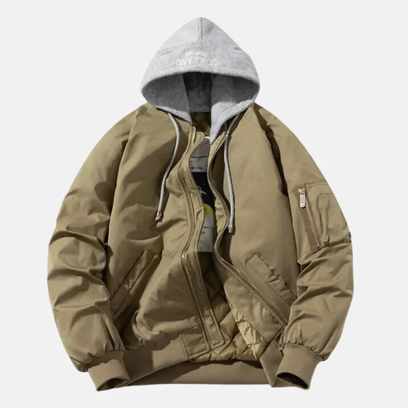 Erik – fodrad bomberjacka med huva och ärmficka