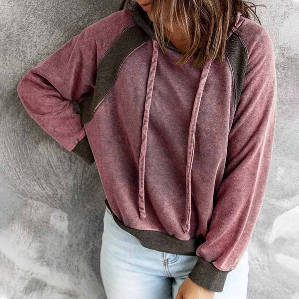 Casual sweatshirt med huva och långa ärmar