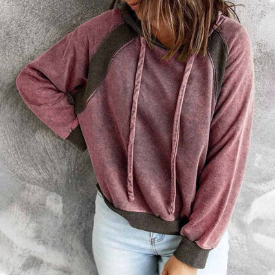 Casual sweatshirt med huva och långa ärmar
