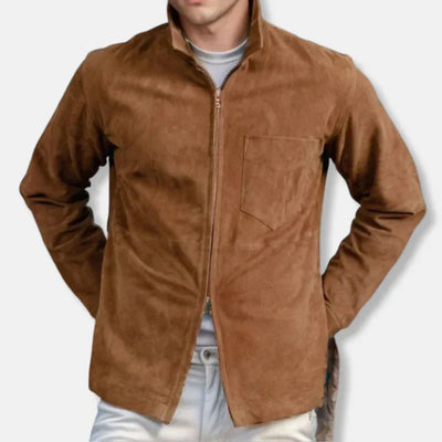 Emil – slim fit mockajacka med ståkrage och dragkedja