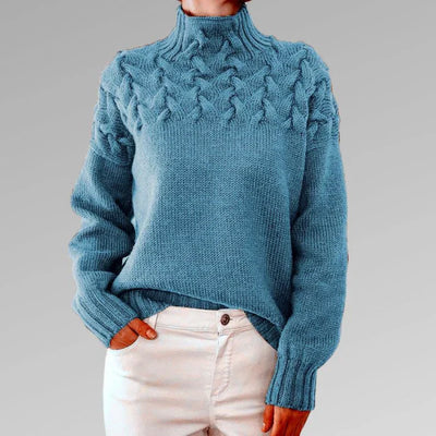 Tröja med elegant och varm polotröja, korsstygnsdesign, unisex