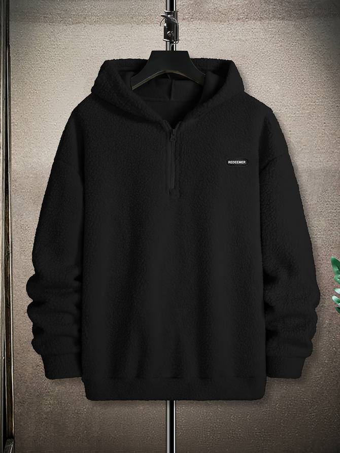 Fleecepullover med huva