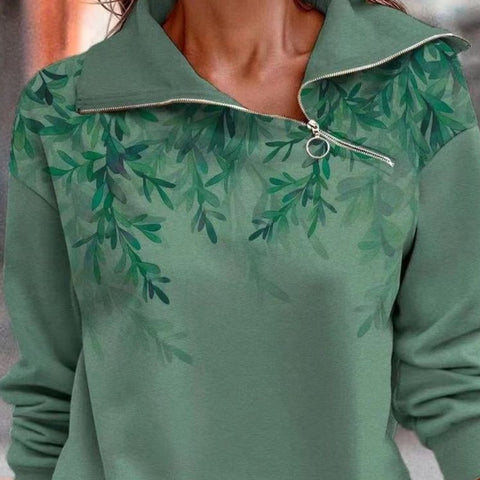 Eva – grön tröja med dragkedja