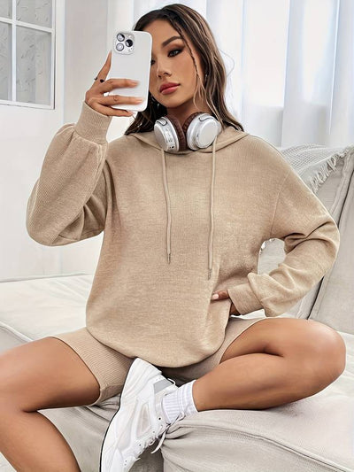 Aline - Kvinnor Bekväm Huva & Shorts Set