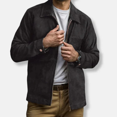 Emil – slim fit mockajacka med ståkrage och dragkedja