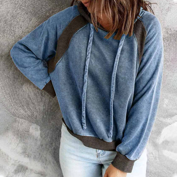 Casual sweatshirt med huva och långa ärmar