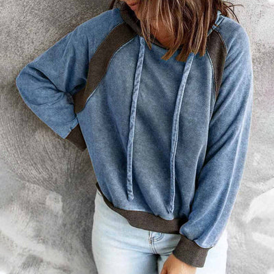 Casual sweatshirt med huva och långa ärmar