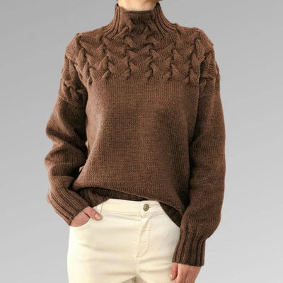 Tröja med elegant och varm polotröja, korsstygnsdesign, unisex