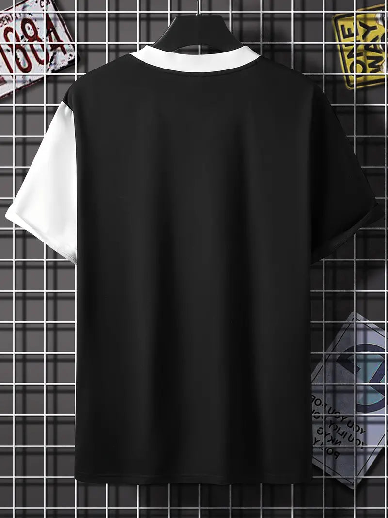 Robert - snygg t-shirt i färgblock med korta ärmar och rund hals