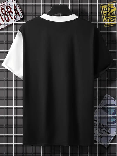 Robert - snygg t-shirt i färgblock med korta ärmar och rund hals