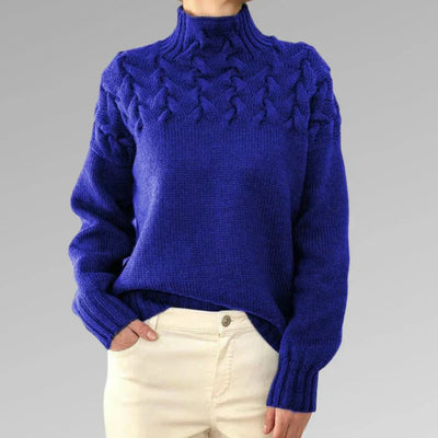 Tröja med elegant och varm polotröja, korsstygnsdesign, unisex