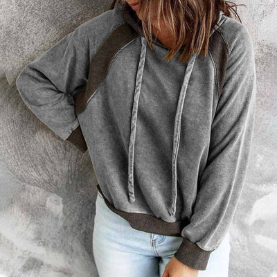 Casual sweatshirt med huva och långa ärmar
