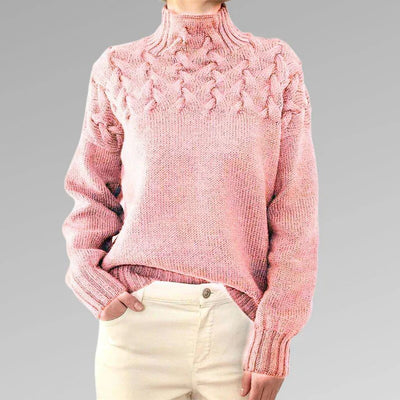 Tröja med elegant och varm polotröja, korsstygnsdesign, unisex
