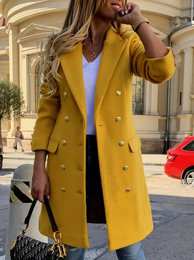 Elegant dubbelknäppt kappa med lapelkrage - Nadema
