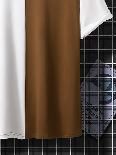 Robert - snygg t-shirt i färgblock med korta ärmar och rund hals