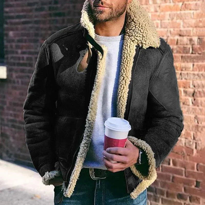 Arvid – aviatorjacka med fårkrage och förstärkta armbågar