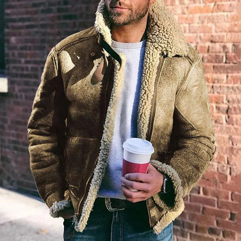 Arvid – aviatorjacka med fårkrage och förstärkta armbågar