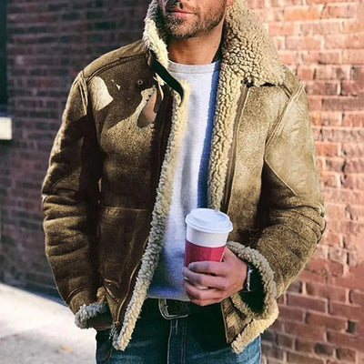 Arvid – aviatorjacka med fårkrage och förstärkta armbågar