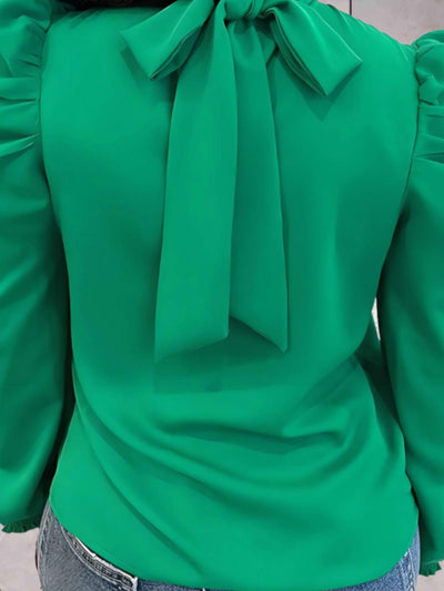 Bittany - Vackert skuren turtleneck-tröja med långa puffärmar