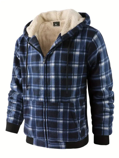Herren kariert fleece gefüttert kapuze warm jacke - Ralf