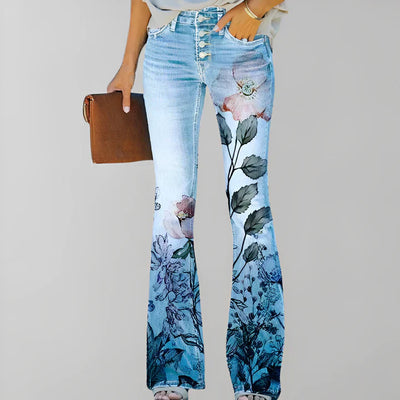 Bethanie - raka jeans med blommönster