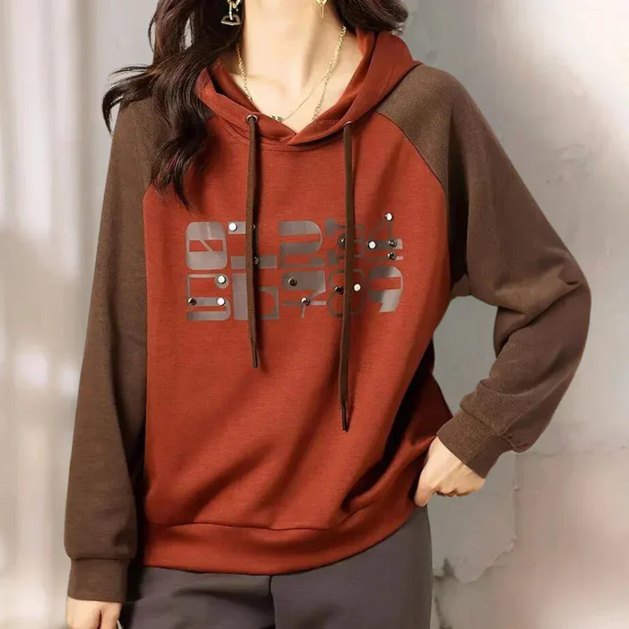 Margaretta -mysig tvåfärgad hoodie för kvinnor