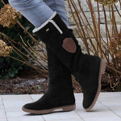 Ivette – damstövlar i mocka i vintagestil