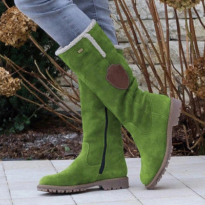 Ivette – damstövlar i mocka i vintagestil