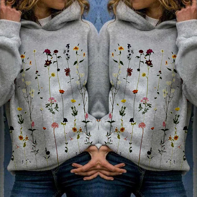 Elle&Vire huvtröja med blommigt tryck