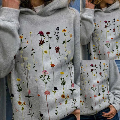 Elle&Vire huvtröja med blommigt tryck