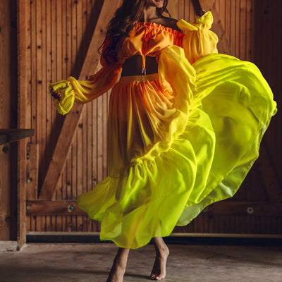 Madelyn - Kvinnor Volang Topp & Kjol Set