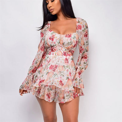 Greta - Kvinnor Blommiga Romper