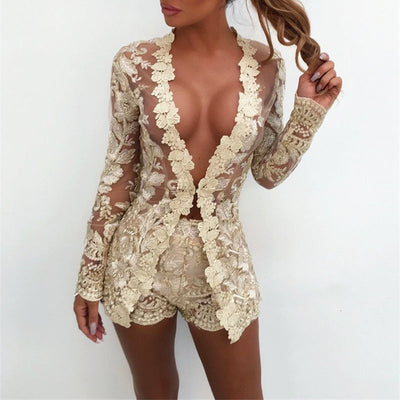 Amelia - Kvinnor Beige Spets Tvådelad Set