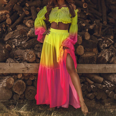 Madelyn - Kvinnor Volang Topp & Kjol Set