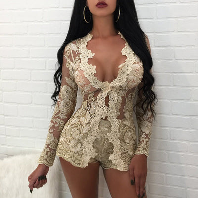 Amelia - Kvinnor Beige Spets Tvådelad Set