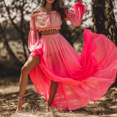 Madelyn - Kvinnor Volang Topp & Kjol Set