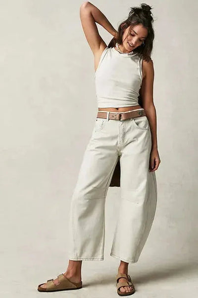 Vida damjeans i ledig stil för vintern