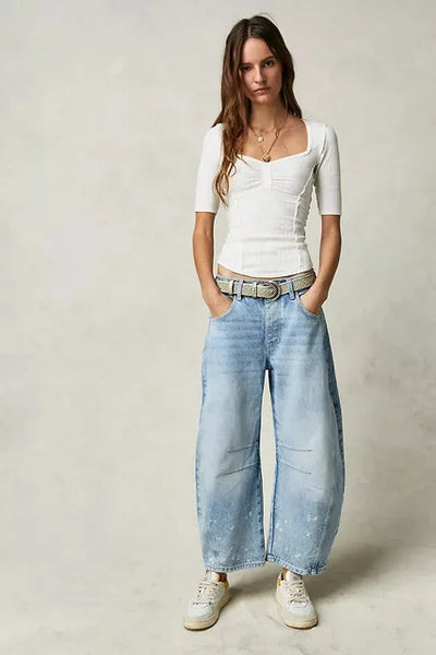Vida damjeans i ledig stil för vintern