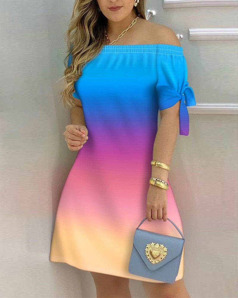 Catherine - Sommarklänning med Gradient och Off-Shoulder